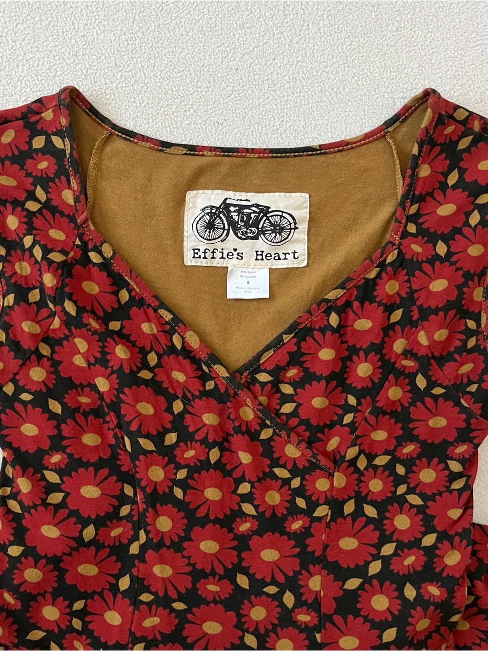 Effie’s Heart Floral V-Neck Fit & Flare Dress Boho Bloom Cottage Fairy Core - Picture 11 of 14